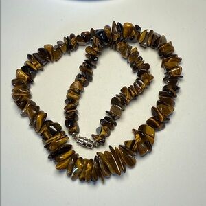 Tiger's Eye natural Beaded 16” vintage Necklace